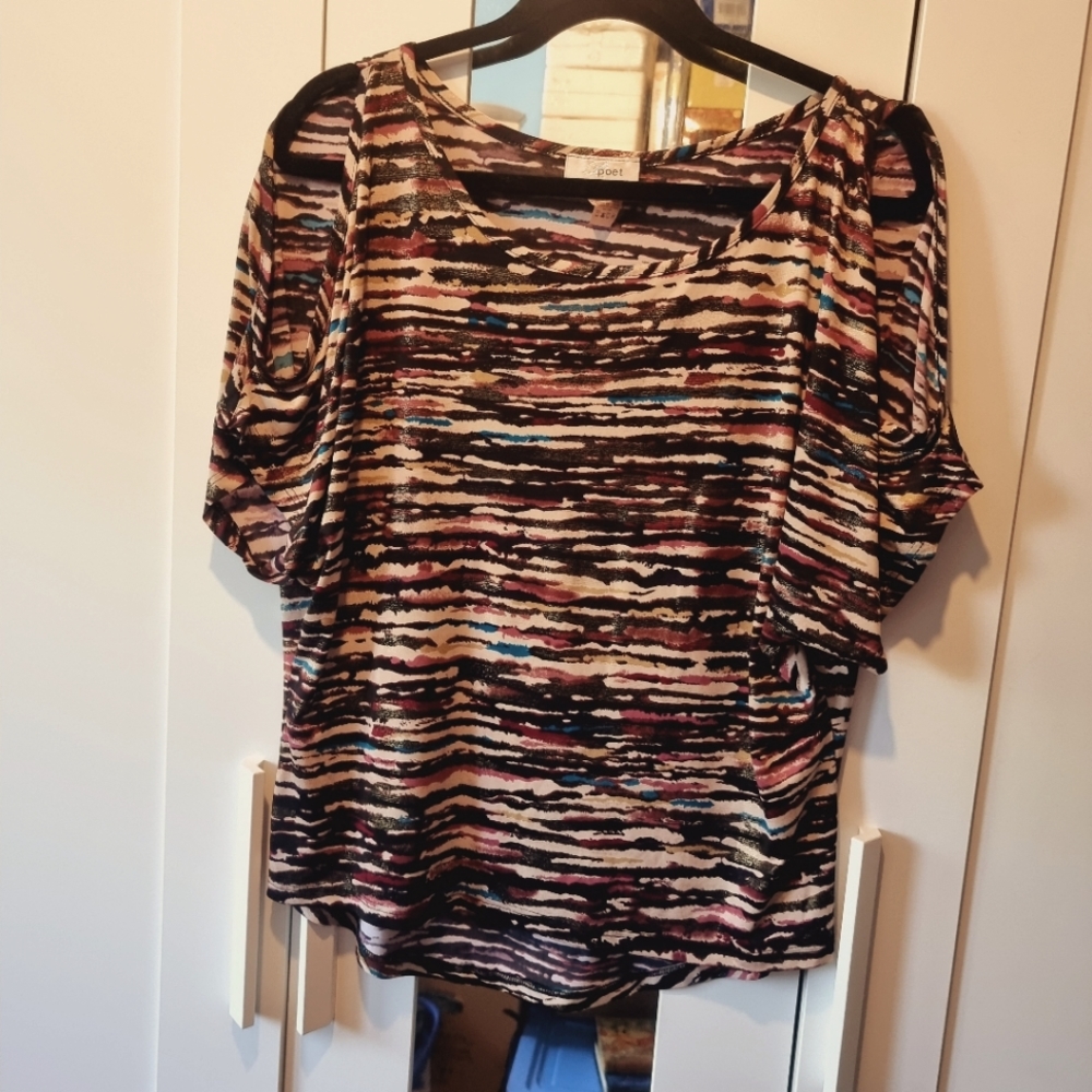 3/$40 Sale! Colourful Cold Shoulder Top